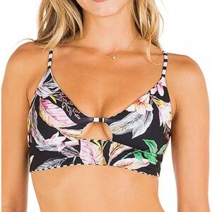 NWT HURLEY SWIM juniors sz M Reversible Floral cutout Strip Mixed Print